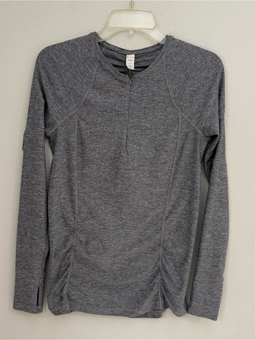 Athleta Pacifica Heather Gray Quarter Zip Long Sleeve Top Womens Small